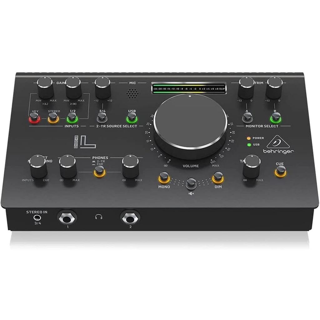 Behringer 2x2 USB Audio Interface 192kHz Compatible MIDAS Mic Preamp Talkback Microphone Studio Controller VCA Control STUDIO L Black Built-in