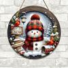 7.9" Christmas Wreath Centerpiece Decoration - Acrylic  Round Holiday Wall Door Hanging Ornament Snowman Christmas Home Decor