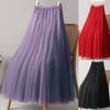 Mesh Skirt for Women Elastic High Waist Solid Long Skirt Elegant Bubble Petticoat Skirt Summer Breathable Comfortable Lightweight Ballet Maxi Skirt