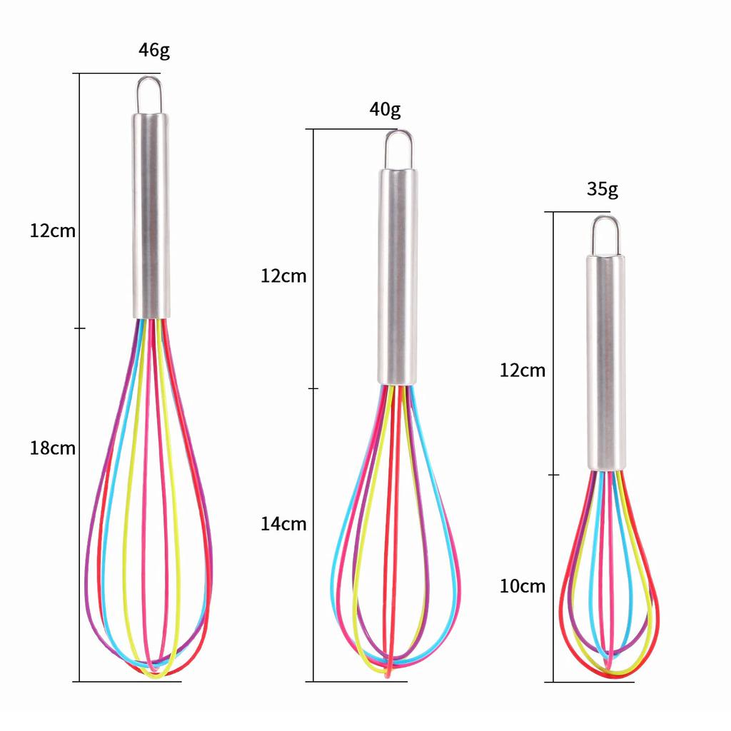 1PC Manual Egg Beater High Quality Stainless Steel Silicone Balloon Whisk Cream Mixer Milk Shake Mixing Stiring Tools 8/10/12 Inch