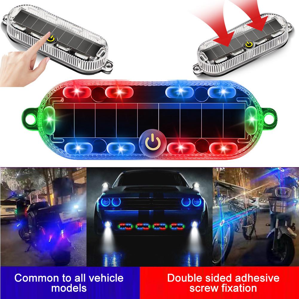Waterproof Solar Strobe Light Car Bike Safety LED Warning Beacon 3M Adhesive