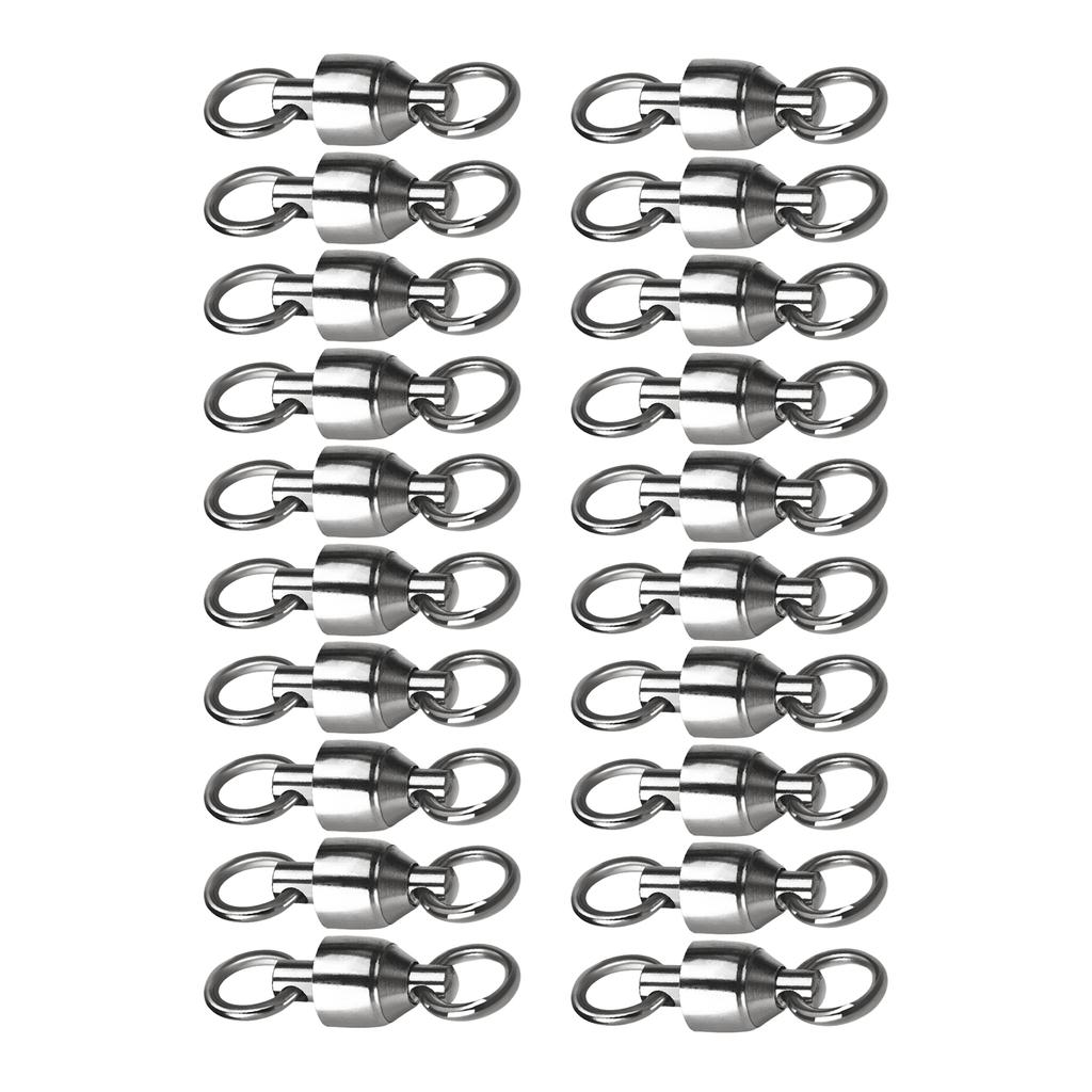 20Pcs Bearing Fishing Swivel Stainless Rolling Swivels Barrel Swivel Line Connector Heavy Duty Fishing Tackle Accessory