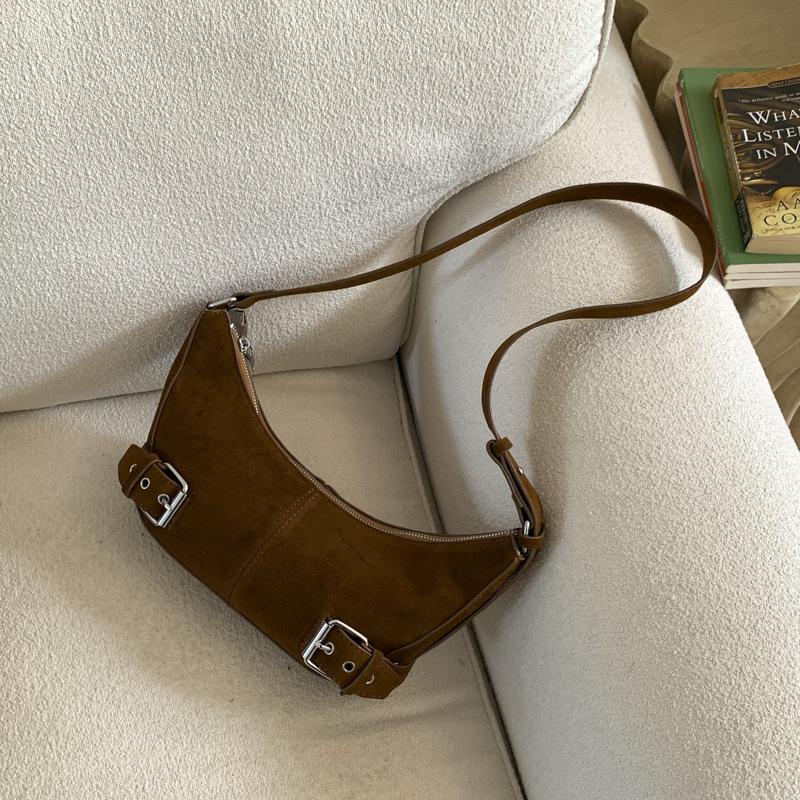 2025 Autumn New Korean Version Niche Sweet and Spicy Style Underarm Dumpling Bag Retro Crescent Moon Bag High Value Shoulder Bag