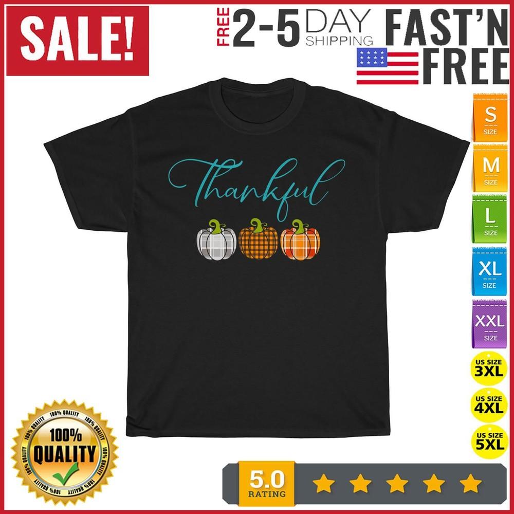 Fall Plaid Pumpkin Thankful Women Thanksgiving Be Blessed T Shirt Men Women NEW