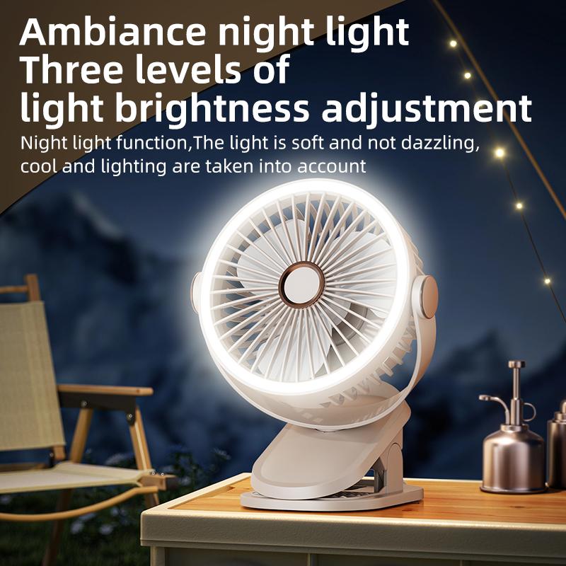 Portable Clip Fan Desktop Fan Ceiling Fan Rechargeable Air Circulating Fan Outdoor Fan Night Light Fan Camping Fan
