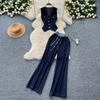 High-end Wear Women's Summer Dress Design V-neck Sleeveless Single-breasted Top Women's Two-piece Casual Wide-leg Trousers