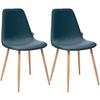 Set of 2 Vintage Style "Marylin" Chairs with Imitation Beech Metal Legs Atmosphera - Denim Blue