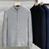 Men's Knit Cardigan Zipper Outer Knit Sweater Solid Color Plus Size Knit Jacket
