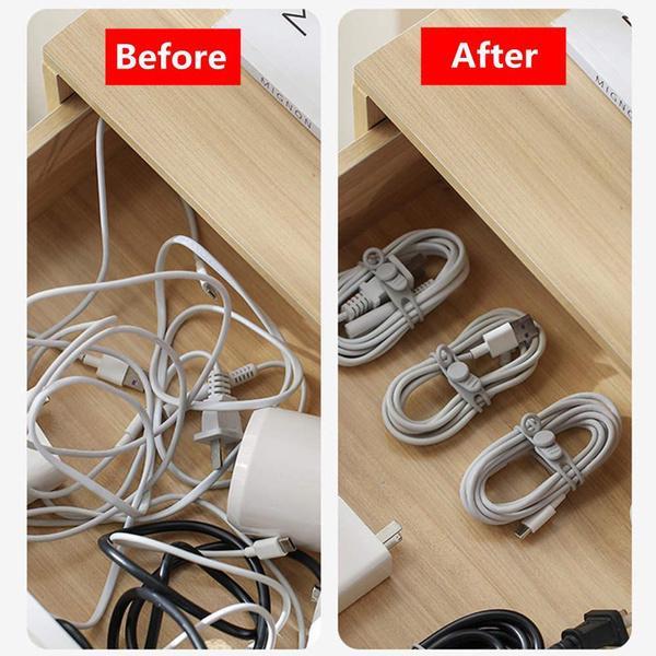 10/20/30PCS Cable Storage Mobile Phone Cable Winder Earphone Clip Charger Cord Organizer Management Multifunctional Silicone Wire Cord Fixer Holder