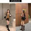 Grape Mother Autumn and Winter New Polish Pictorial~ Fashion Round Head Buckle with Thick Heel But Knee High Boots Knight Boots Women