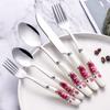 Creative Flower Ceramic Handle Knife and Fork Stainless Steel Tableware Set Steak Cutting Tools Kitchen Supplies