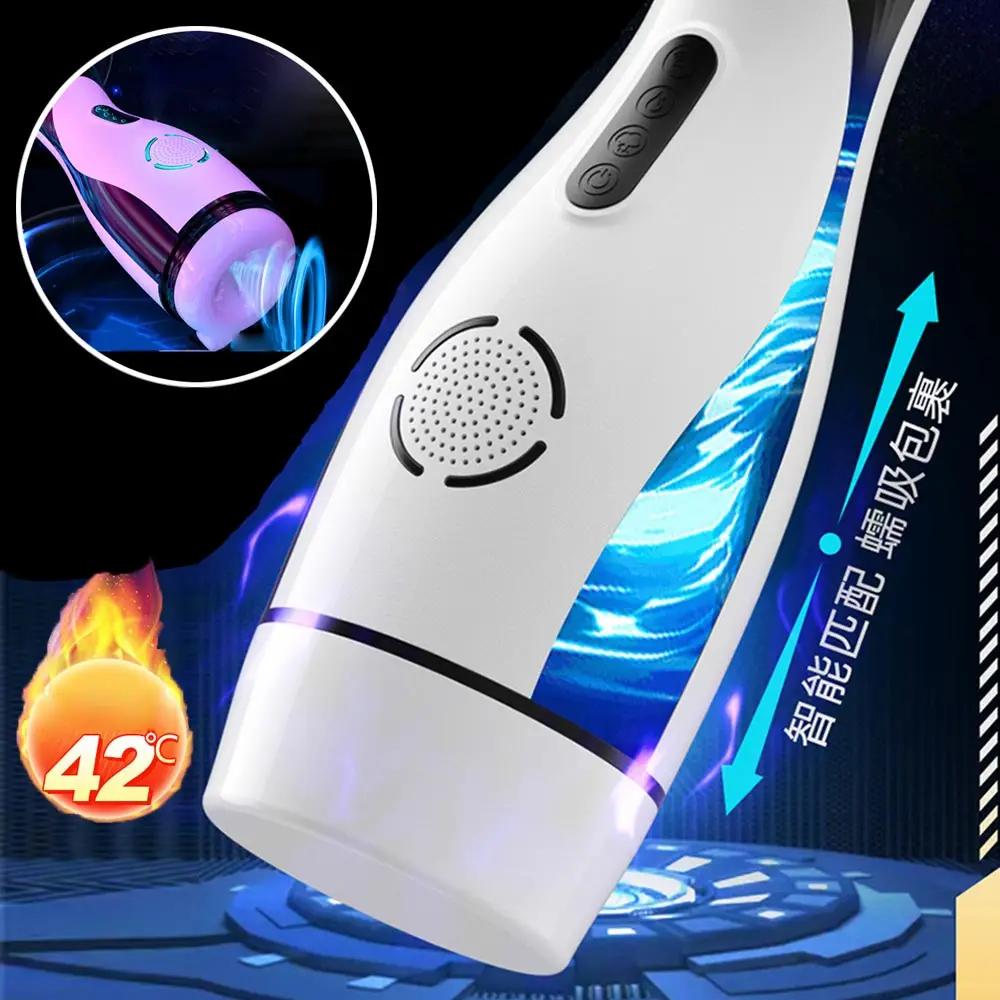 Automatic Sucking Male Masturbator Cup Heating Stroker Realistic Channel Multi Modes Vibrator Moaning Sex Toy for Adult Men