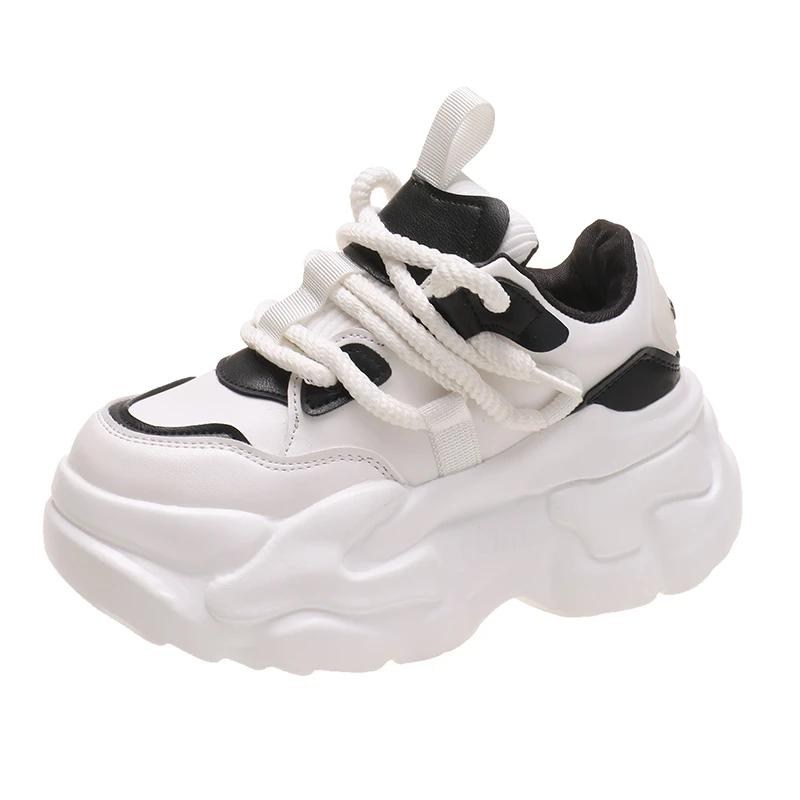 New Fashion High Platform Sneakers Women Spring Autumn Lace Up Comfort Ventilate Wedges Height Increasing Shoes Footwear