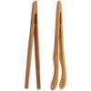 PULABO 6.7-inch Bamboo Toast Tongs, Small Natural Wood Toaster Tongs, Mini Wooden Tea Tweezers, Bacon Tea Clips, Food Tongs for Cooking (1 Straight an