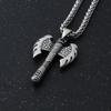 BaviPower Nordic Axe Necklace for Men Nordic Single Sided Double Sided Battle Axe Pendant Stainless Steel Keel Chain Protection