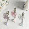 Cute Acrylic Butterfly Keychain Transparant Round Ball Tassel Keyring Women Bag Charm Earphone Case Car Key Pendant DIY Ornament