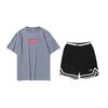 Li Ning Logo Print Comfortable Short Sleeve T-Shirt Competition Special Five-Point Mid-Waist Shorts Casual Sports Set AHST461-3+YAPV001-1