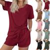 Women's Casual, Fashionable, Sexy, Comfortable, Breathable And Cool Solid Color Short-sleeved Shorts Set