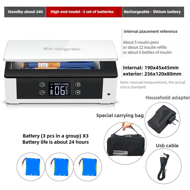 Перезаряжаемый холодильник для инсулина Мини-специальный холодильник для лекарств Портативный для использования в машине и дома Маленький холодильник