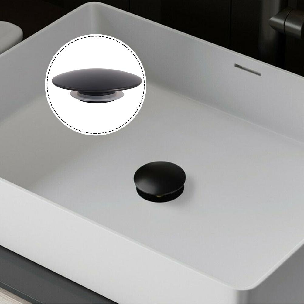 Matte Black Basin Waste Pop-Up Bathroom Sink Push Button Click Clack Plug 66mm
