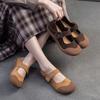 Genuine Leather Shallow Flat Shoes Round Toe Casual Versatile Soft Soled Women's Shoes