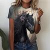Summer Horse 3d Print T-shirts Women Streetwear Casual Fashion Oversized Short Sleeve Y2k O-neck Kids Tees Tops Clothing