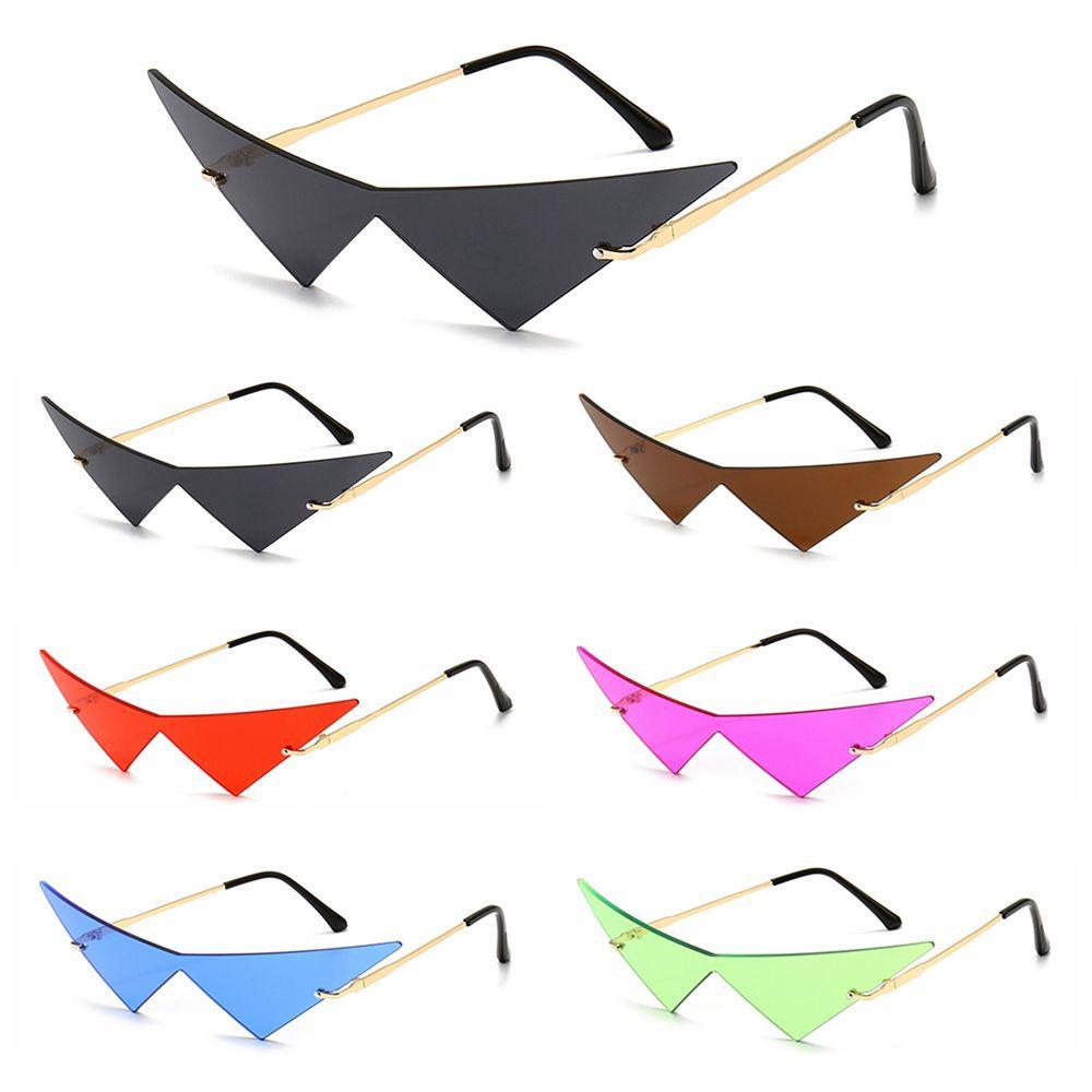 Fashion UV400 Ocean Lens Rimless Oversized Eyewear Women Triangle Sunglasses Sun Glasses Sunglasses