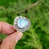 Pear Larimar Stone Bezel Anniversary Stackable Promise Ring 925 Sterling Silver