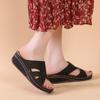 Foreign Trade Large Size 2025 Summer New Slope Heel Middle Heel Open Toe Cross Solid Color 35-43 Size Women's Slippers