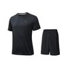 Running Series Solid Color Crew Neck Pullover Short Sleeve T-Shirt Straight Leg Shorts Casual Sports Set Men Sportswear Black 952425201-4