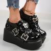 Shoes Lolita Shoes Women Heels Platform Mary Janes Star Buckle Strap Mary Janes Women Cross-tied Girls Rivet Casual Kawaii Shoes