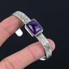 Wedding Gift For Her 925 Silver Natural Star Amethyst Gemstone Bangle Adjustable