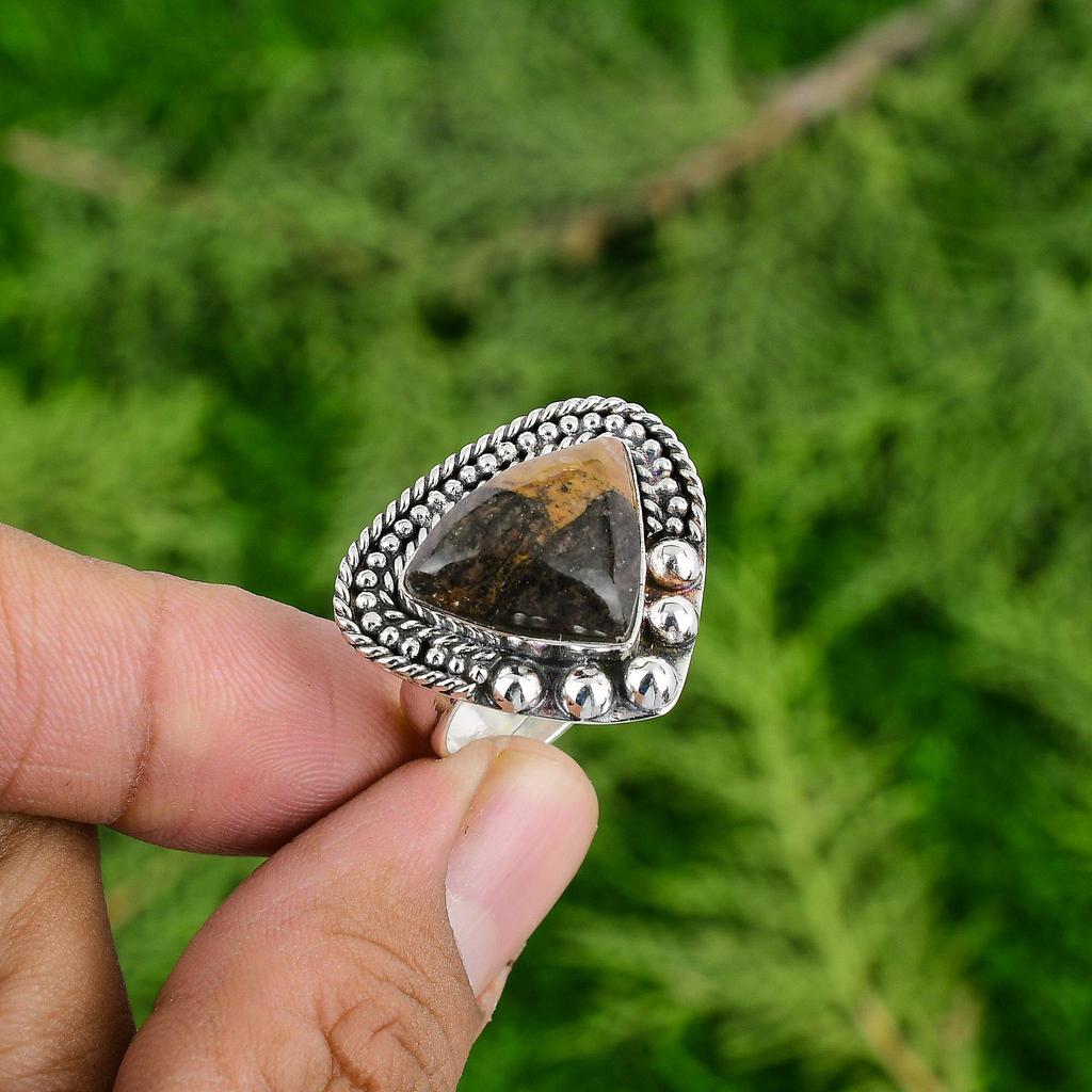 Thanks Giving Day Deal Bauxite Stone Sterling Silver Bezel Promise Ring Jewelry