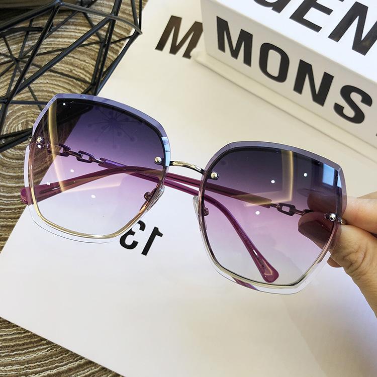 Women's Rimless Square Sunglasses Brand Designer Sun Glasses Vintage Shades Female Pink Eyewear
