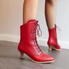 2025 New Lace Up Ladies High Heel Shoes Strange Steampunk Boot Victorian Ankle Boots Women Pointed Toe Thick Soled Short Boots