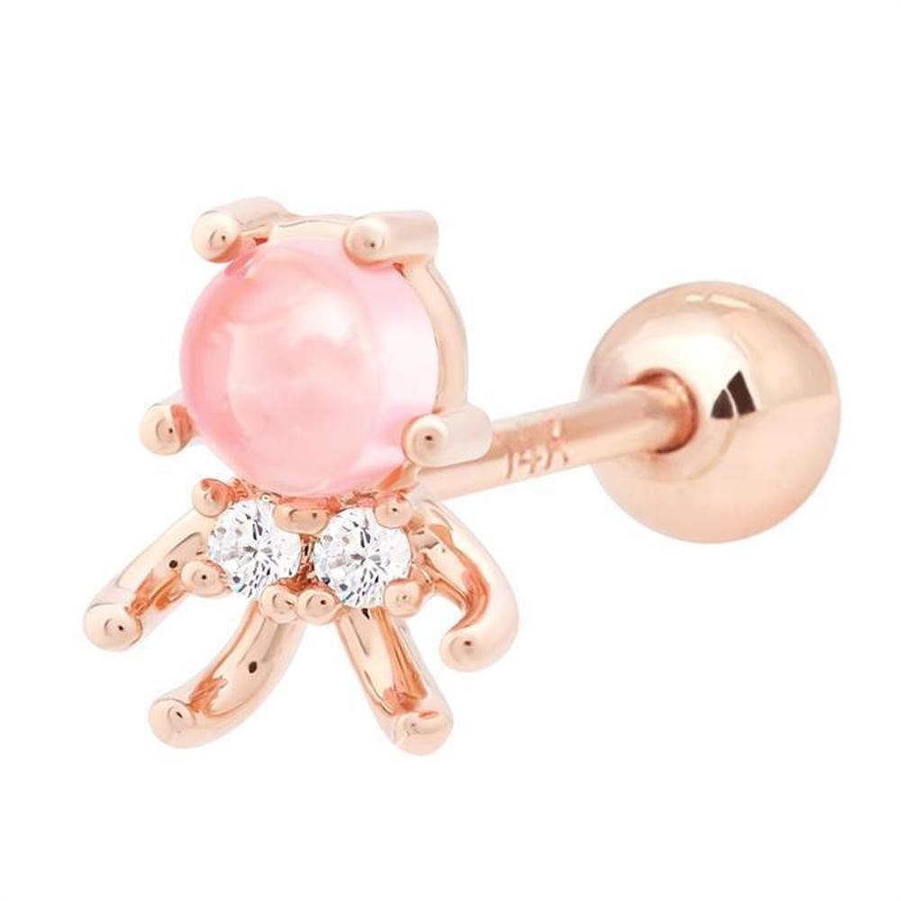 [Onm] Onm 14K Gold Needle Cubic Peach Quartz Octopus Rose Gold Piercing (S9594189)
