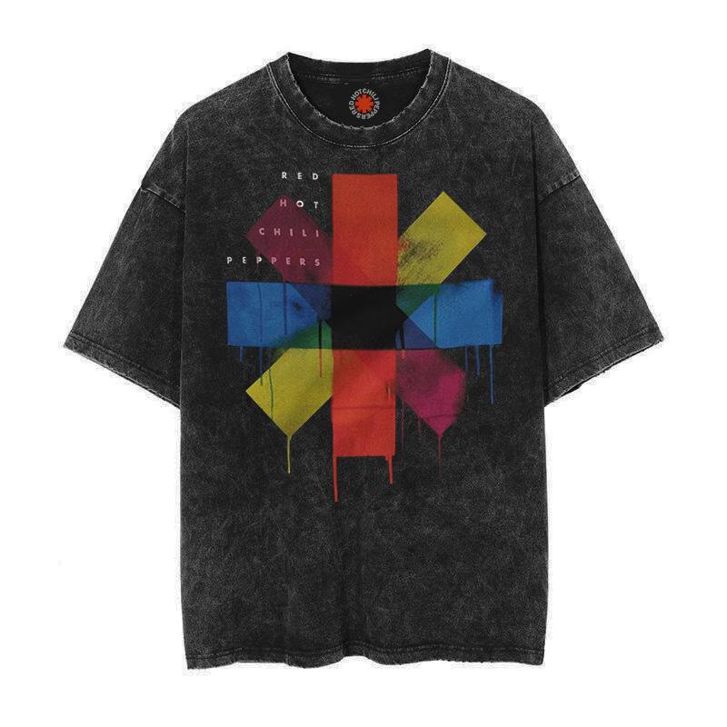 Trend Washed Vintage Cotton Tshirt RED HOT CHILI PEPPERS T-shirt Men Women Hip Hop T Shirt Oversized Streetwear Short Sleeve Tee