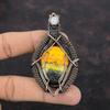 Bumble Bee Jasper Pendant Rainbow Moonstone Pendant Copper Wire Wrapped Pendant Gemstone Jewelry For Gifts Handmade Copper Wire Wrap Jewelry