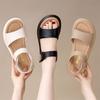 Platform Sandals Women's Summer 2025 New Outer Wear Soft Leather One-word Sandals Light and Comfortable Soft-soled Beach Shoes