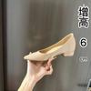 2025 Spring and Autumn New Inner Height Increase Single Shoes Women's Leather Pointed Head Shallow Mouth Thick Heel Work Commuter Small Leather Sho