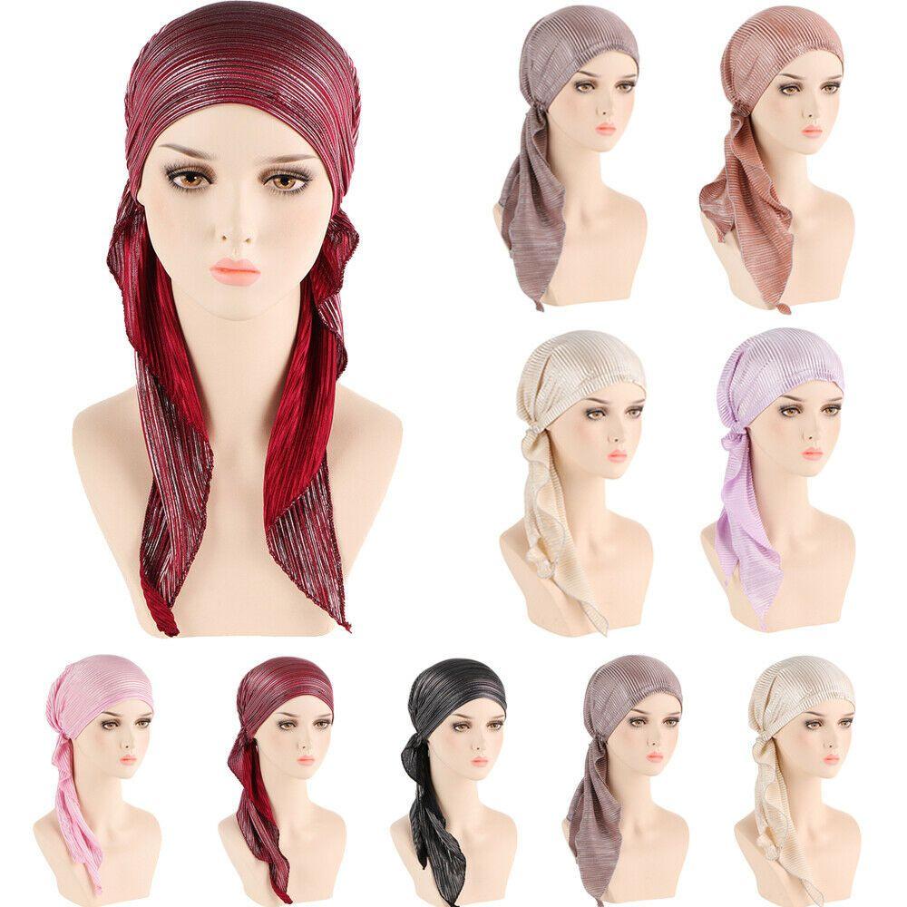 Cover Women Headscarf Headwear Headwrap Cancer Chemo Cap Pre-Tied Bonnet Beanie Cap Muslim Hijab