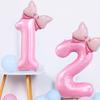 40 Inch Happy Party Balloon Set Number Bowknot Shape Balloon Aluminum Film Balloon with Inflatable Straw