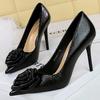 Fashion Women's 7 Cm 10 Cm Patent Leather Flowers Women Pumps Sexy Pointed Toe Thin Low Heels Wedding Elegant Party Shoes Zapatos Mujer