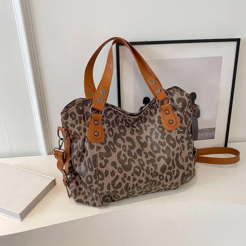 Leopard Pattern Shoulder Bags for Women PU Leather Female 2024 Winter Trend Winter Fashion Crossbody Bag Big Handbags