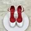White Patent Leather Women Ankle Strap Stiletto Pumps Round HeadToe Sexy High Heel Shoes 10cm 12cm Customize 33-46 Zapatos Mujer
