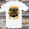 230 Gsm 100% Cotton Live Fast Eat Trash Raccoon T Shirt Vintage Retro Cool Gift Mens Womens Unisex Cartoon Anime Top Tee B818