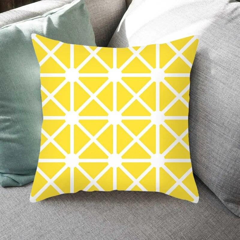 45x45cm Fashion Yellow Geometric Printing Pillowcase Sofa Hotel Office Seat Lumbar Cushion  Cover Home Decoration