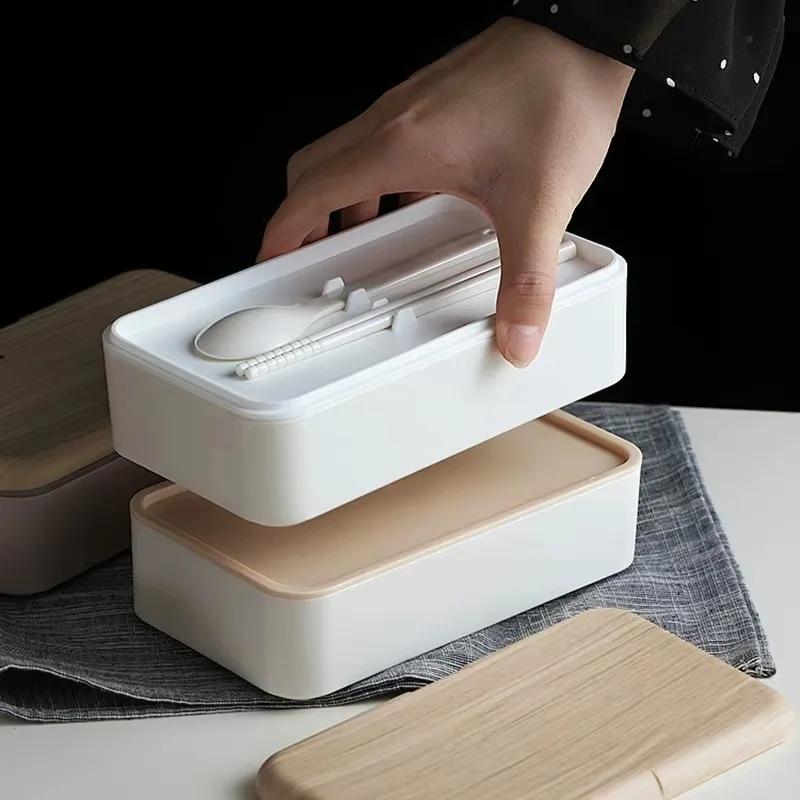 New 2025 Double Layer Lunch Box Wooden Salad Bento Box Portable Food Container Boxes Accessories Tools Household Supplies