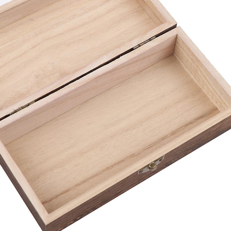 Retro Jewelry Box Desktop Natural Wood Clamshell Storage Decoration Wooden