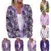 Women's Fashion Long Sleeve Christmas Snowman Snowflake Print Jacket Cardigan